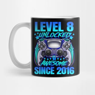 Level 8 Unlocked Awesome Since 2016 8Th Birthday Gaming Mug